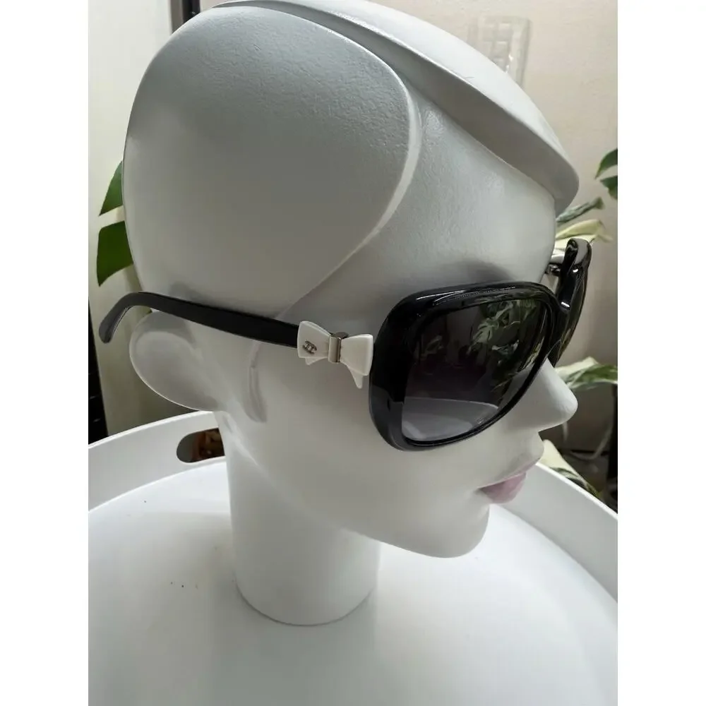 CHANEL Bow Sunglasses 5171-C Black w/ White Bow CC Logo – 60mm
